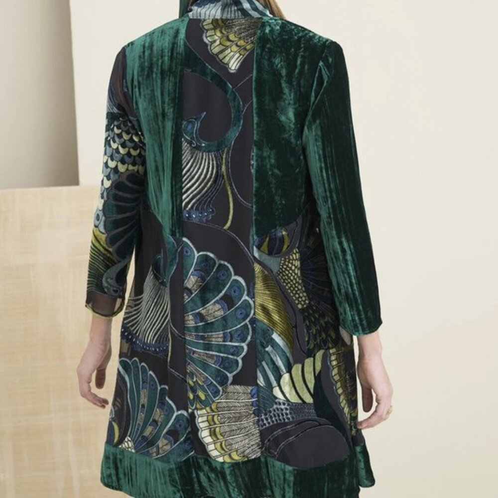 LAST CHANCE CHICO'S TRAVELER'S COLLECTION VELVET BURNOUT KIMONO JACKET DUSTER 0P - Picture 2 of 8